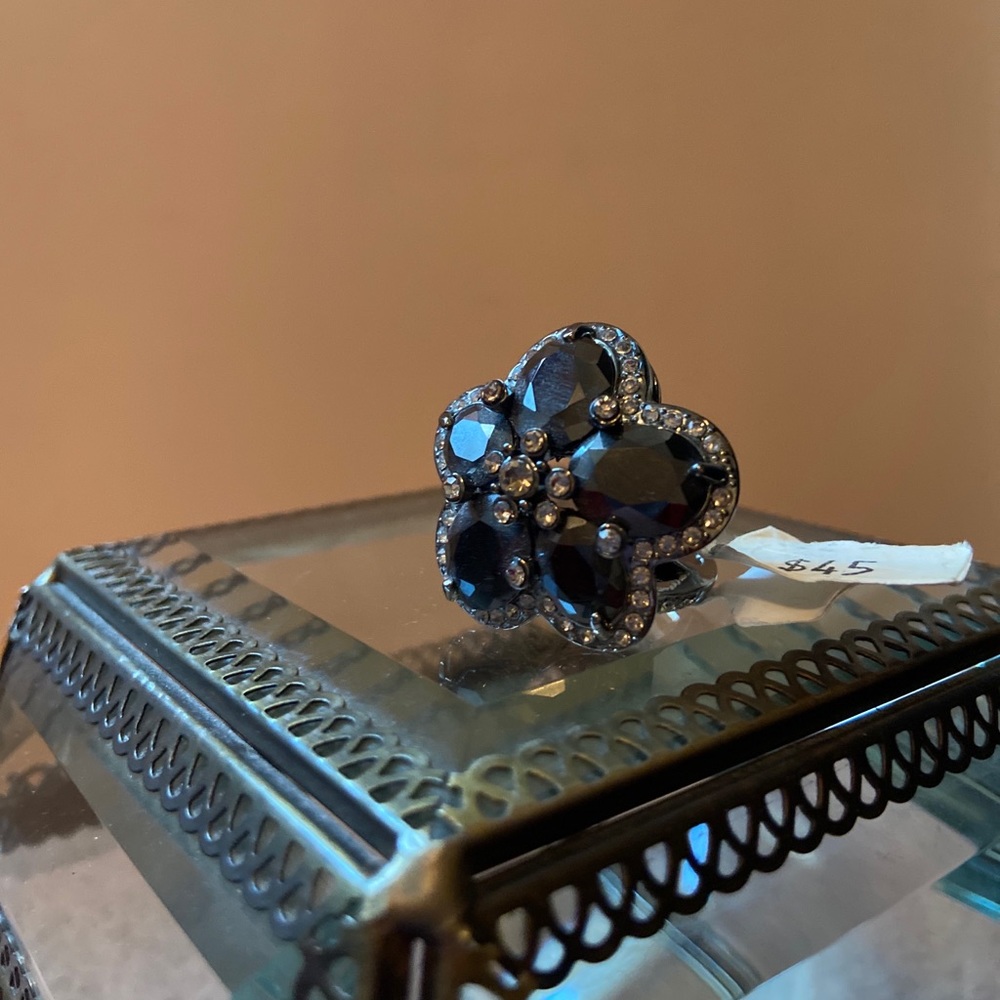 Black Flower Shaped Statement Ring